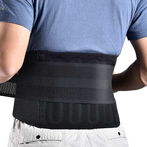 FREETOO Rückenbandage mit Stützstreben Verstellbare Zuggurte und atmungsaktiver Nylonstoff ideal für Arbeitsschutz entlastet die Rückenmuskulatur zur Haltungskorrektur