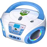 Tinygeeks Tunes Kids CD Player für Kinder - NEU 2024 - UKW-Radio - Inklusive Batterien - Blau - Boombox CD Player tragbar - CD Player Kinder mit Lautsprechern Kinder und Kleinkinder - Blau