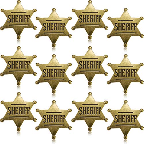 WILLBOND 12 Stücke Metall Sheriff Abzeichen Bronze Western Cowboy Abzeichen Stellvertretender Sheriff Spielzeug Abzeichen für Halloween und Party Gefallen Kostüm Stütze