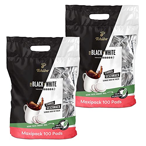 Tchibo Kaffeepads Vorratspack Maxipack, BLACK&WHITE, 200 Stück – 2x 100 Pads (Kaffee, kräftig mit starkem Geschmack), nachhaltig, geeignet für Senseo Maschinen