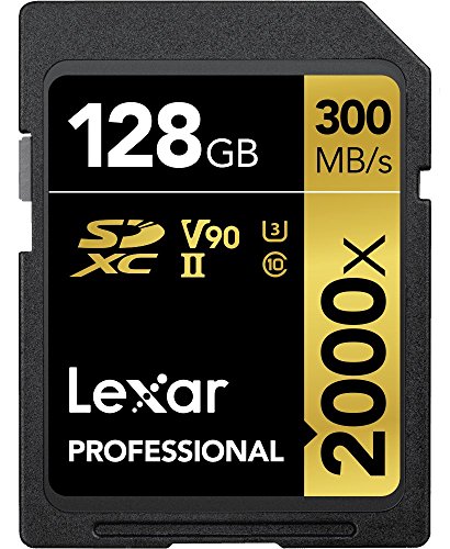 Lexar Professional 2000x SD Karte 128GB, SDXC UHS-II Speicherkarte ohne Lesegerät, Bis Zu 300MB/s Lesen, für DSLR, Videokameras in Kinoqualität (LSD2000128G-BNNAG)