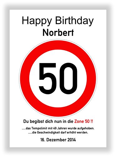 Unbekannt Verkehrszeichen 50. Geburtstag - Verkehrsschild - Hinweisschild - Kunstdruck Schild - Bild - Straßenschild - Deko - Party Dekoration