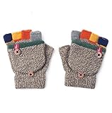 Aiyomimo Herbst und Winter Baby Warme Handschuhe Kind Gestrickte Fäustlinge,3-6 Jahre alt (Khaki)