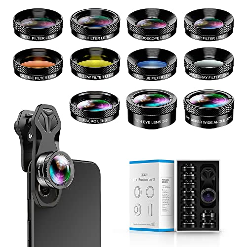 Apexel 11-in-1-Handy Kamera-Objektiv Set - Weitwinkelobjektiv und Makroobjektiv + Fischaugenobjektiv