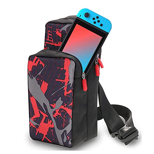LYCEBELL Tasche für Nintendo Switch, Crossbody Reisetasche für die Nintendo Switch, Backpack für Switch Konsole, Pro Controller, Joy Con Griff, Phone mit mehr Platz - Schwarz