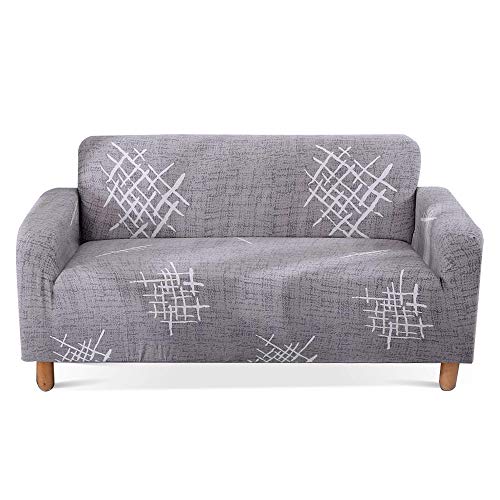 Carvapet Elastischer Sofabezug Sofahusse Gedrucktes Muster Couchbezug Sofa Couch Überwürf (Graues Muster, 3 Sitzer)