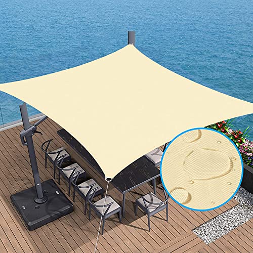 Sonnensegel 3x3 Wasserdicht, Sonnenschutz Terrasse mit 95% UV Schutz und Befestigungsseile für Garten und Terrasse - Quadrat 3x3 M, Beige