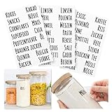Mokali® Küchenetiketten-Set für Vorratsgläser, hochwertige Klebeschrift schwarz (47 Labels) zum Beschriften von Vorratsgläsern und Behältern in der Küche, spülmaschinengeeignet (Schriftart 1)