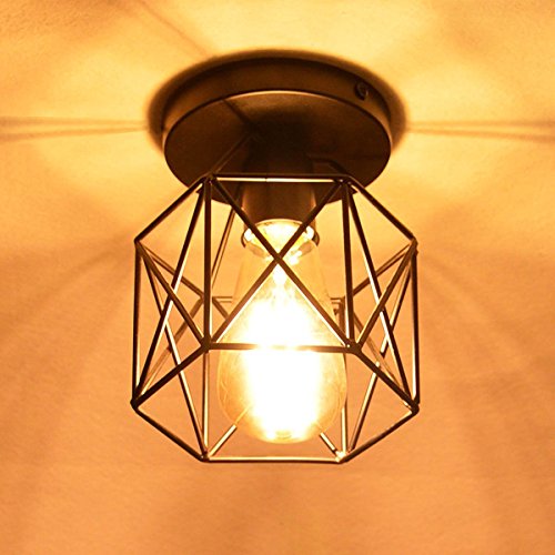 NUODIFAN Vintage Deckenleuchten, Retro E27 Lampenfassung Leuchtmittel Metall Lampenschirm Deckenlampe Semi-Flush Mount Pendelleuchte