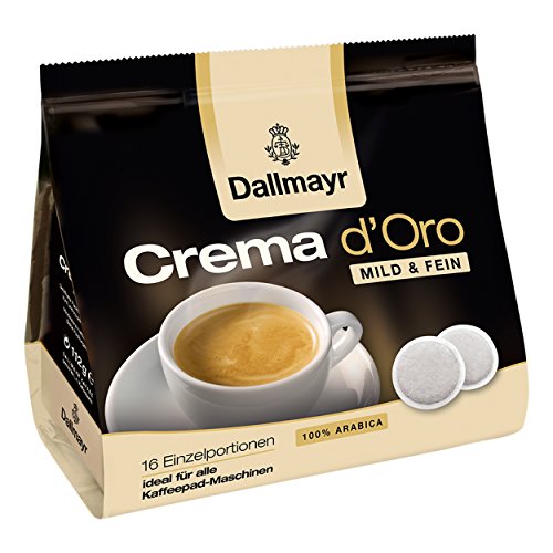 Dallmayr Kaffeepads Crema d Oro Mild & Fein, Arabica Kaffee Pad, Samtig, 16 Pads