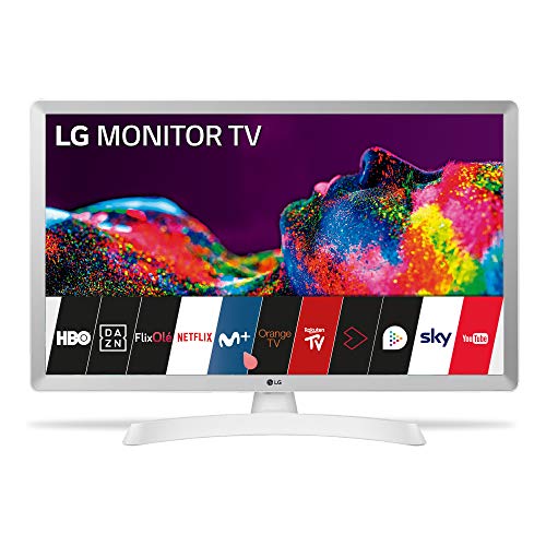 LG 24TN510S- WZ 60 cm (24 Zoll) Smart TV Monitor HD 1366x768 16:9 DVB-T2/C/S2 WLAN Miracast 10W 2x HDMI 1.4 1x USB 2.0 optisch, LAN RJ45 VESA 75x. 75), Weiß