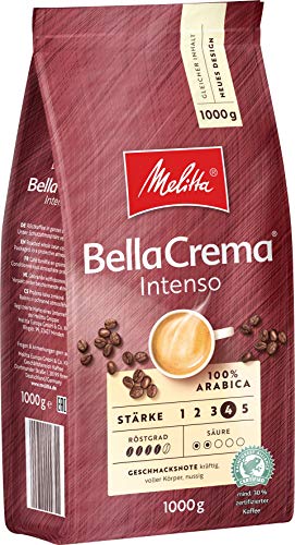 Melitta BellaCrema Intenso, ganze Kaffeebohnen, Stärke 4, 1kg