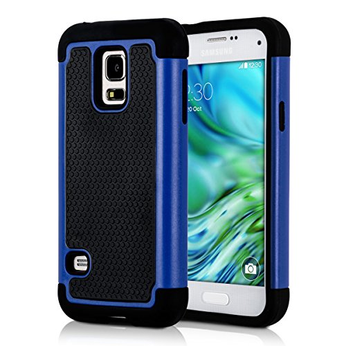 kwmobile Hülle kompatibel mit Samsung Galaxy S5 Mini G800 - Hybrid Handy Cover Handyhülle Case Schutzhülle in Blau Schwarz