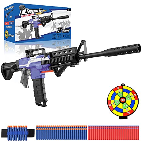Elektrische Spielzeug Pistole für Nerf Pfeile, Automatische M416 Blaster groß mit 12 Clip Magazin, 100 Munition, 3 Modi Schuss USB Aufladbare Kinder Gewehr, Geschenk Junge Jungendliche Erwachsene