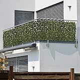 maxVitalis Balkon Sichtschutz Blätteroptik, inkl. 20 Kabelbindern, UV- und Wetterbeständig, 300 x 75 cm