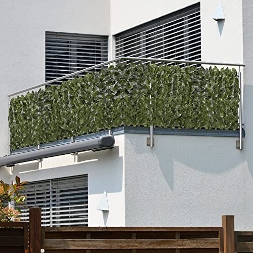 maxVitalis Balkon Sichtschutz Blätteroptik, inkl. 20 Kabelbindern, UV- und Wetterbeständig, 300 x 100 cm