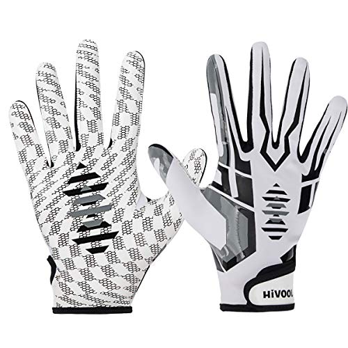 Hivool American Football Handschuhe Gloves Receiver Empfänger, Ultra-Stick Sports Empfänger Handschuh für Jugendliche und Erwachsene