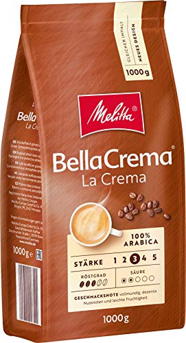 Melitta BellaCrema LaCrema, Ganze Kaffeebohnen, Stärke 3, 1kg (1er Pack)
