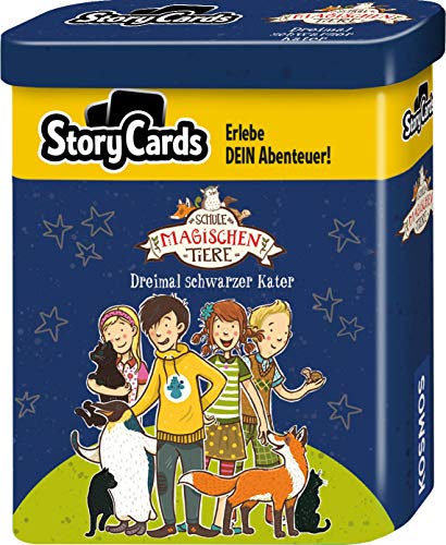 KOSMOS 680824 Story Cards - Die Schule der magischen Tiere: Dreimal schwarzer Kater, spannendes Kartenspiel für Kinder ab 8 Jahre, Rätsel, in Metalldose zum Mitnehmen, Mitbringsel, kleines Geschenk
