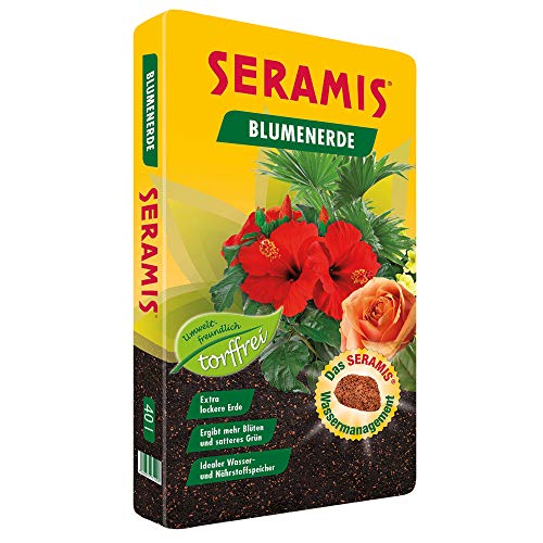 Seramis Torffreie Blumenerde, 40 l – lockere Erde mit Pflanz-Granulat zur Wasser- und Nährstoffspeicherung, für Grün- und Blühpflanzen