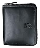 ELBLEDER Reißverschluss Geldbörse Leder Schwarz RFID-Schutz mit Münzfach, Echtleder Portemonnaie für Herren & Damen, Geldbeutel mit 8 Kartenfächer