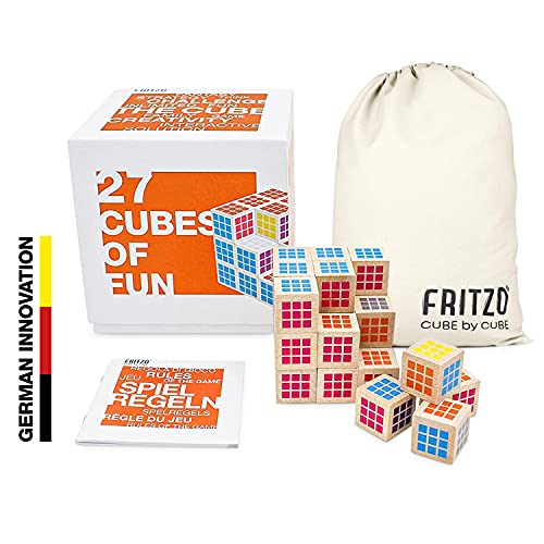 FRITZO® Cube Würfelspiel & Knobelspiel für Erwachsene, Jugendliche & Kinder 3D Zauberwürfel als Familienspiel - Holzspiel in Premium Qualität