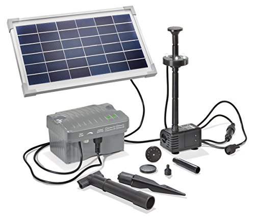 Solar Teichpumpe 8 Watt Solarmodul 300 l/h Förderleistung mit Akku und LED Beleuchtung 100 cm Förderhöhe esotec pro Komplettset Gartenteich, 101923