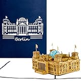 Pop Up Karte 'Berlin – Reichstag' – 3D Klappkarte mit Modell Berliner Reichstag als Postkarte, Souvenir, Geburtstagskarte, Geschenkidee, Reisegutschein und Dekoration Berlin