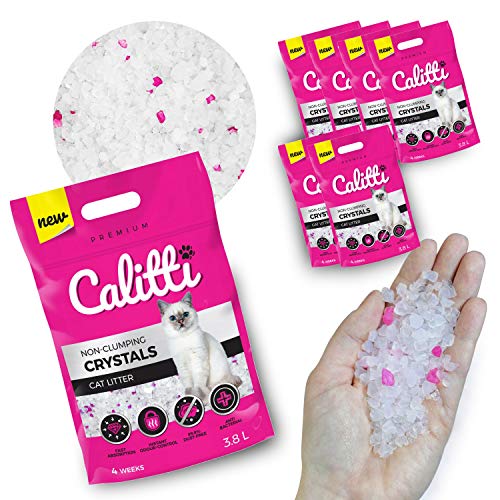 Calitti - Silikat Katzenstreu | Premium Crystals Silikatstreu | Antibakteriell Katzensand | 6-er Set 6 x 3,8 L = 22 L