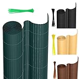Joparri PVC Sichtschutzmatte, 100 x 400 cm, Grün Sichtschutzzaun mit Kabelbindern, Balkonverkleidung, Sichtschutzmatte, Gartenzaun, Windschutz UV-beständig