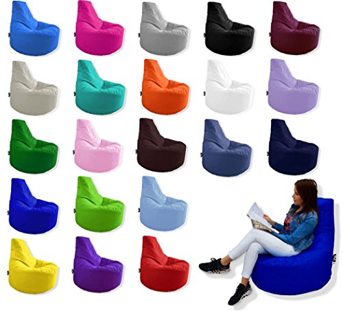 PATCH HOME Patchhome Gamer Kissen Lounge Kissen Sitzsack Sessel Sitzkissen In & Outdoor geeignet fertig befüllt | Schwarz - Ø 75cm x Höhe 80cm - in 2 Größen und 25 Farben