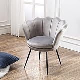 Wahson Sessel für Schlafzimmer Weicher Samt,Armlehnstuhl mit Metallbeinen,Freizeitsessel für Wohnzimmer/Vanity (Grau)