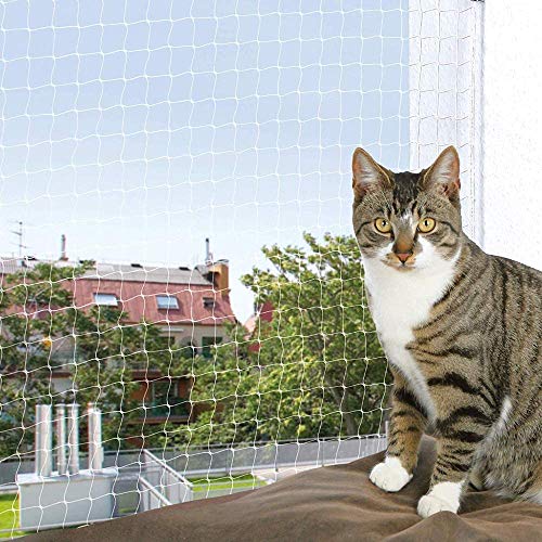 YOAI katzennetz für Balkon und Fenster Transparent Katzengitter Balkon Katzenschutznetz Schutznetz Balkonnetz ohne bohren für Katzen zur Absicherung von Balkon, Terrasse, Fenster und Türen (3x4m)