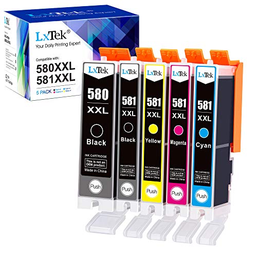 LxTek Tintenpatrone Kompatibel für Canon PGI-580 XXL CLI-581 XXL für Pixma TR8550 TS6150 TS8150 TS8250 TS6250 TR7550 TS705 TS8151 TS6151 TS8152 TS9150 TS9155 TS9550 (5er-Pack)