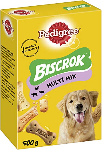 Pedigree Hundesnacks Biscrok – Multi Mix – 6 Packungen knusprige Leckerlis als Hundekeks in 3 Geschmacksrichtungen – Ideal fürs Training oder zwischendurch – Packung (6 x 500g)