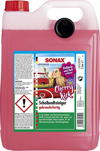 SONAX ScheibenReiniger gebrauchsfertig Cherry Kick (5 l) sekundenschnell klare Sicht ohne Streifen und Schlieren | Art-Nr. 03925000