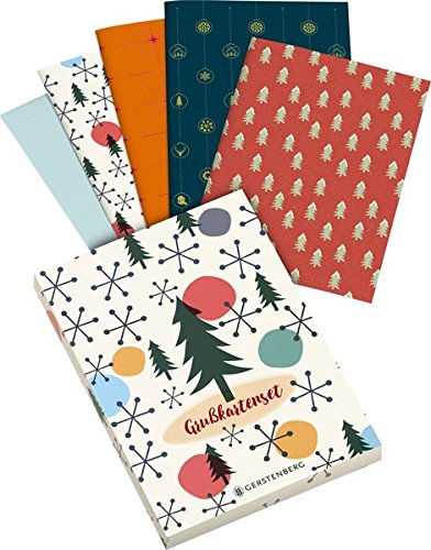 Weihnachten - Grußkartenset: 8 Klappkarten mit Kuvert, 4 farbige Motive