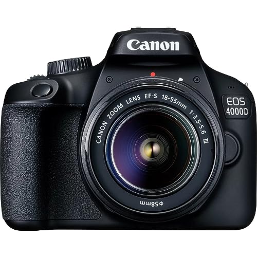 Canon EOS 4000D DSLR Camera and EF-S 18-55 mm f/3.5-5.6 III Lens - Black GB