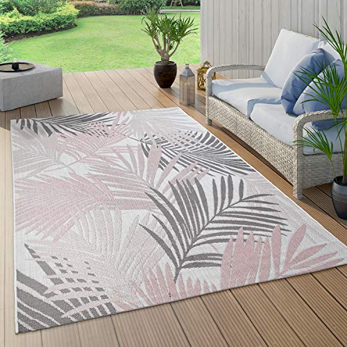 Paco Home In- & Outdoor-Teppich Für Balkon Und Terrasse, Mit Palmen-Muster, In Rosa, Grösse:160x220 cm
