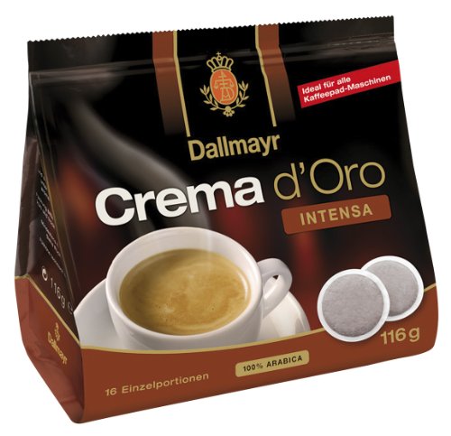 Dallmayr Crema d'oro Intensa Kaffe Pads 116g - 5er Karton (5 x 16 Pads)
