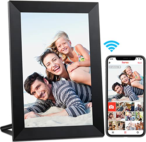 AEEZO WiFi Digitaler Bilderrahmen 10.1 Zoll IPS Touchscreen, Automatische Drehung, Einfache Einrichtung zur Gemeinsamen Nutzung von Fotos und Videos, 16 GB Digitale Bilderrahmen(Schwarz)