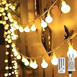 WOWDSGN Kugel Lichterkette, 100 LEDs 10m Dimmbar, Partylichterkette mit Stecker für Innen und Außen, 8 Leuchtmode, Enegiesparend, ideal für Weihnachten, Hochzeit, Party, Garten, Warmweiß