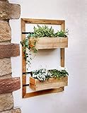 Wand-Pflanzer 'Industrial' aus Holz, mit 2 Blumenkästen, für Balkon, Terrasse, Garten, Balkonkasten, Wandblumentopf für Innen & Außen, Blumentopf wand-hängend für Pflanzen, Pflanzenregal