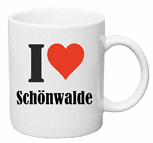 Kaffeetasse I Love Schönwalde Keramik Höhe 9,5cm ⌀ 8cm in Weiß