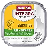animonda Integra Protect Katze Sensitive, Diät Katzenfutter, Nassfutter bei Futtermittelallergie, Pute + Kartoffel, 16 x 100 g