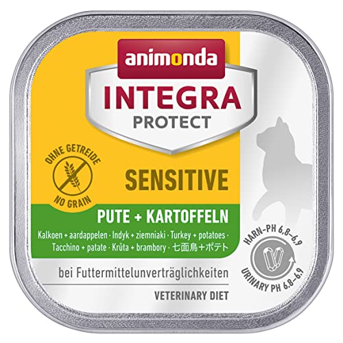 animonda Integra Protect Katze Sensitive, Diät Katzenfutter, Nassfutter bei Futtermittelallergie, Pute + Kartoffel, 16 x 100 g