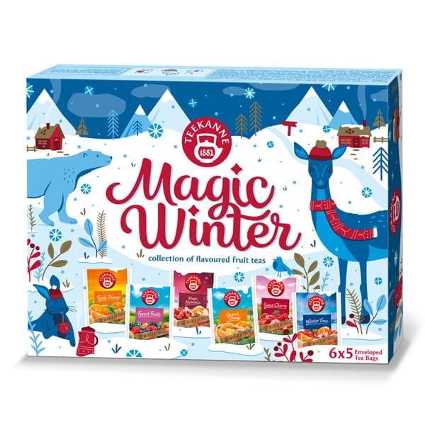 Teekanne Magic Winter Fruits Collection Box 6 x 5 Beutel Früchtetee mit Geschenk von DEKOND (Winter Collection)