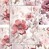 GRAZDesign Fliesenaufkleber Bad & Küche, Rosa Pink Blumen Design, Klebefliesen selbstklebend - 15x20cm - 12 Stück