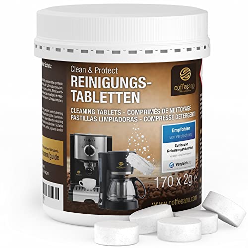 Coffeeano 170 Reinigungstabletten für Kaffeevollautomaten und Kaffeemaschinen Clean&Protect. Reinigungstabs kompatibel mit Jura, Siemens, Krups, Bosch, Miele, Melitta, WMF uvm.