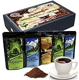 C&T Kaffee Geschenk-Set (Gemahlen) | 5 x 65g Länder Kaffee aus aller Welt | + Mexiko + Brasilien + Peru + Honduras + Kenia | Bereits in Geschenkbox verpackt